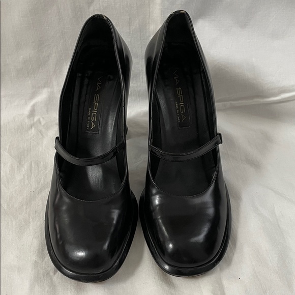 Via Spiga Black Mary Jane Chunky Heels -SZ 10 - Italy - Picture 3 of 12